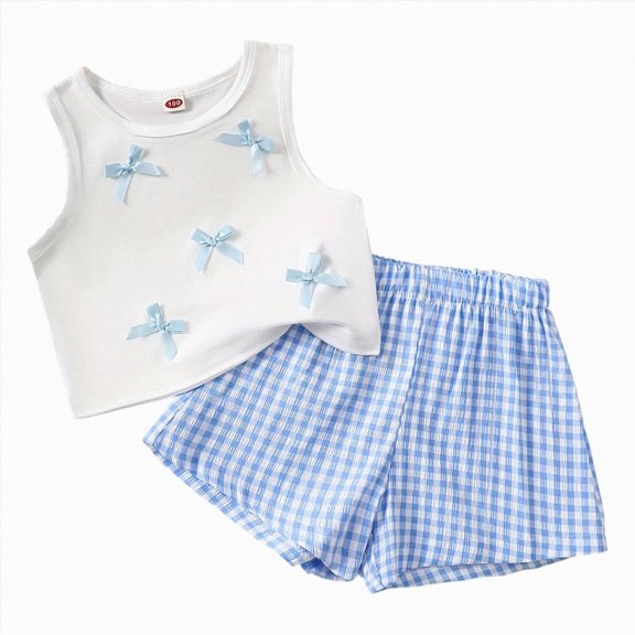 KPOPLK Toddler Girl Clothes Infant Summer Outfits Baby Ruffle Tank Top Loose Short Sleeveless Kid Baby Girls' Clothing(3-4 Years,Sky Blue)