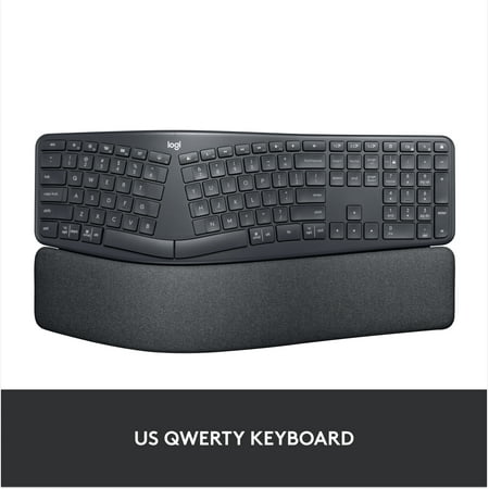 Logitech - ERGO K860 Ergonomic Full-size Wireless Keyboard for Windows and Mac with Palm Rest - Black