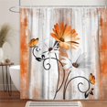 thumbnail image 3 of Cortina de ducha Veivian Rustic Farmhouse Orange Daisy de 70 x 75 pulgadas, 3 of 7