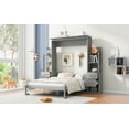 thumbnail image 5 of Newest Queen Size Murphy Bed Wall Bed with Shelves, Drawers , Lights,Gray, 5 of 9