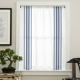 thumbnail image 4 of Abstract Geometric Blue Stripe, Semi Sheer Curtains Drapes for Living Room, Bedroom, French Doors Window 72 Inches Long, White Backdrop Rod Pocket Chiffon Curtain Drapery Voile Draperies Panel, 4 of 6