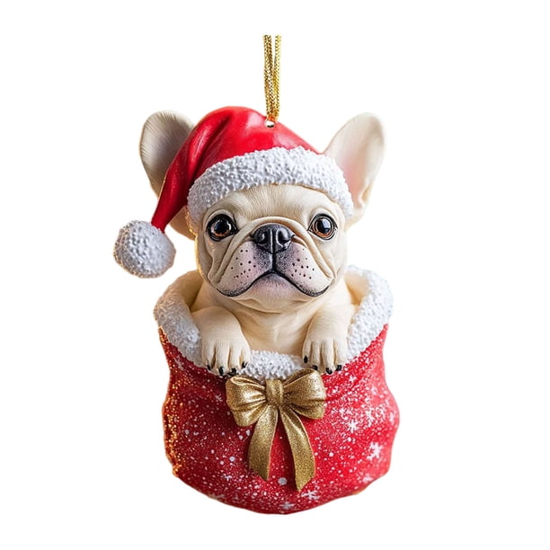 Adornos navideños 3D Bulldog/Tortuga Adornos colgantes para árbol de Navidad para fiestas de invierno Decoración del hogar