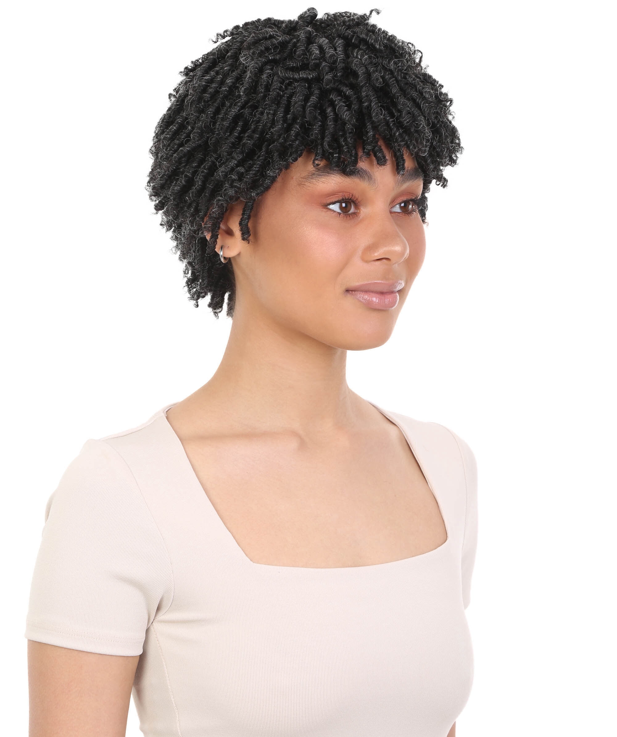 LUXLUXE Kayla Curly Locs 11 in Long Full Wig Full Cap Wig, Heat Resistant Fibers, Salt and Pepper Blend