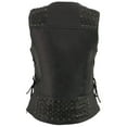 thumbnail image 2 of Milwaukee Leather MLL4525 Women's Black Leather Lightweight Lace to Lace Lower Zip Expansion Motorcycle Rider Vest Medium, 2 of 7