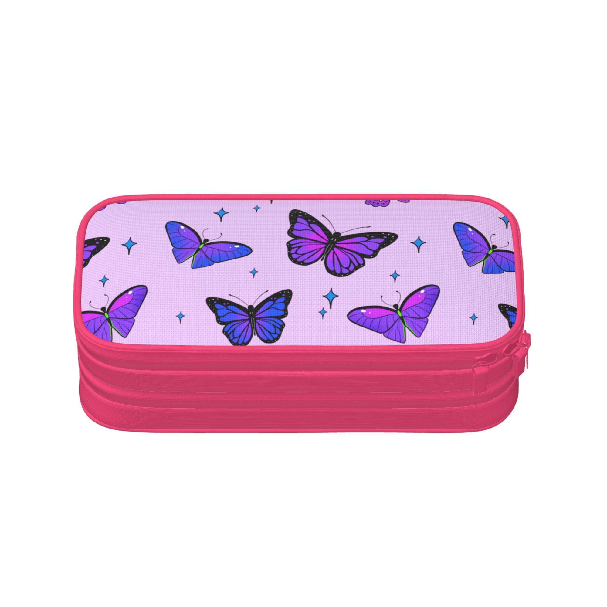 TEQUAN Large Capacity Pencil Case, Butterfly Purple Star