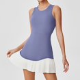 thumbnail image 2 of OSOLU Dresses Solid Color Women Casual Dress For Sport Yoga Sleeveless Style With Back Hollow Includes Built In Bra Pants With Pocket For Summer Activities Classic Sundress Flowy Vacation Dress, 2 of 8