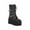 Black, variant on Fesfesfes Platform Boots for Young Ladies Women Retro Flat Bottom Shoes Casual Plus Size Mid Calf Boots Zipper Lace Up Boots 4.5(35)