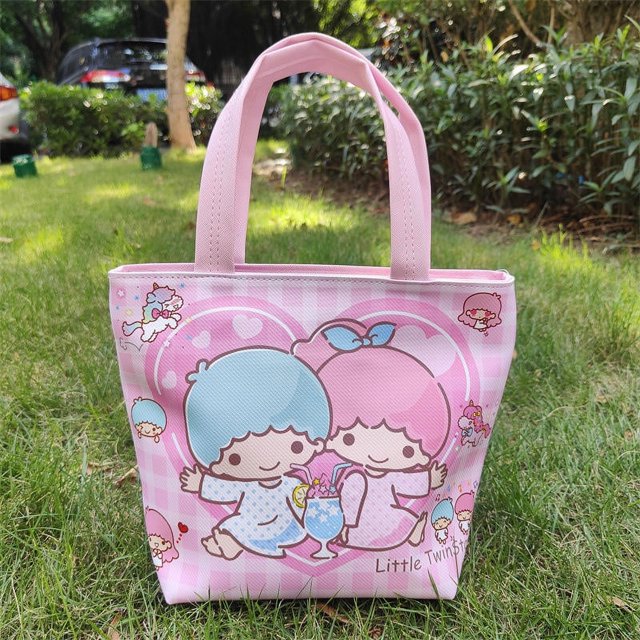 Fiambrera portátil de dibujos animados de Anime Kuromi KT Cat Keroppi, bolsa Bento, patrón de muñecas Kawaii, bolso de gran capacidad, bolsa de almacenamiento