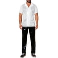 thumbnail image 2 of INSPIRE CHIC Men's Camp Collar Patchwork Short Sleeved Club Sequin Sheer Shirts 2XL White, 2 of 6