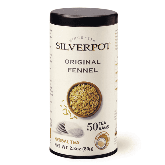 Silverpot Original Fennel Tea - 50 Round Tea Bags | Pure Fennel Seeds, 100% Natural | Caffeine Free