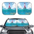 thumbnail image 2 of Disketp 2 Piece Lighthouse Sea Port Pattern Windshield Sunshades,Folding Windshield Sun Shade For Car Suv Trucks Sedan,Blocks Uv Rays Sun Visor Protector-Large, 2 of 7