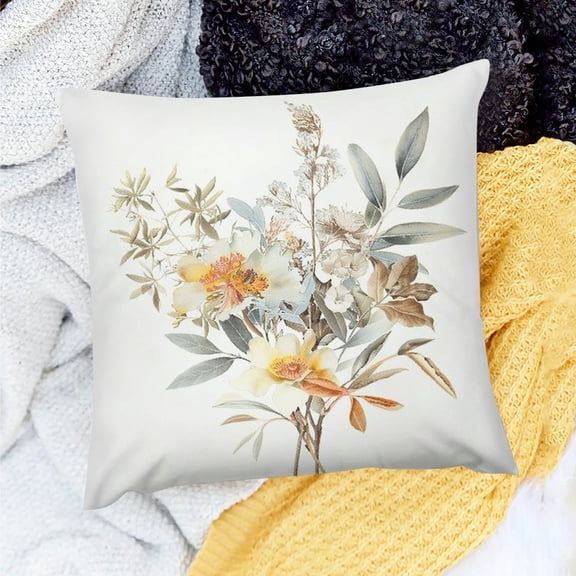 FCXZI Home Decor Throw Pillows Cover Flowers Watercolor Painting for Home Sofa Couch Set of 1 Pillowcase 18x18in