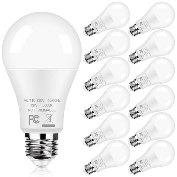 Bombillas LED GoBright A19, 13 W, 5000 K, luz blanca diurna, paquete de 12