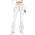 thumbnail image 2 of QIUOMBBP High Waisted Jeans for Women Trendy Stretchy Bootcut Jeans Bell Bottom Jeggings Flared Denim Pants Work Trousers White XL, 2 of 9