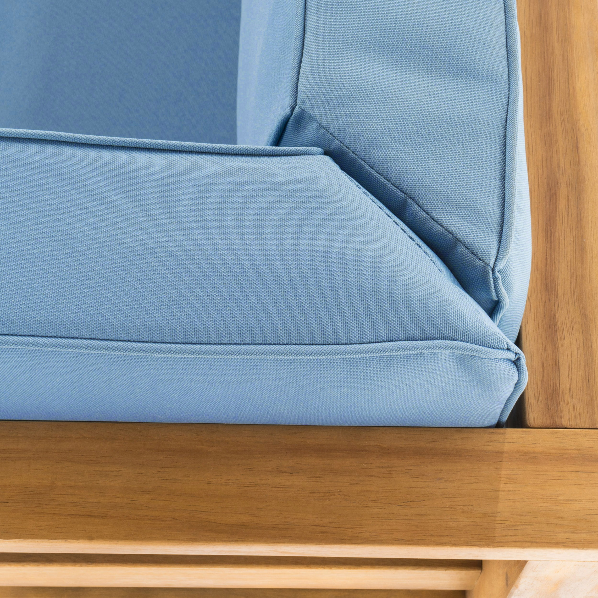 Argentine 4 Piece Outdoor Wooden Sectional Set with Cushions,Blue
