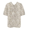 thumbnail image 4 of Dyfzdhu Blouses for Women Casual Dressy Lapel Embroidered Floral Lace Printed Round Neck Button Loose Pullover Top Shirt T Shirt Summer Tops Khaki, 4 of 4