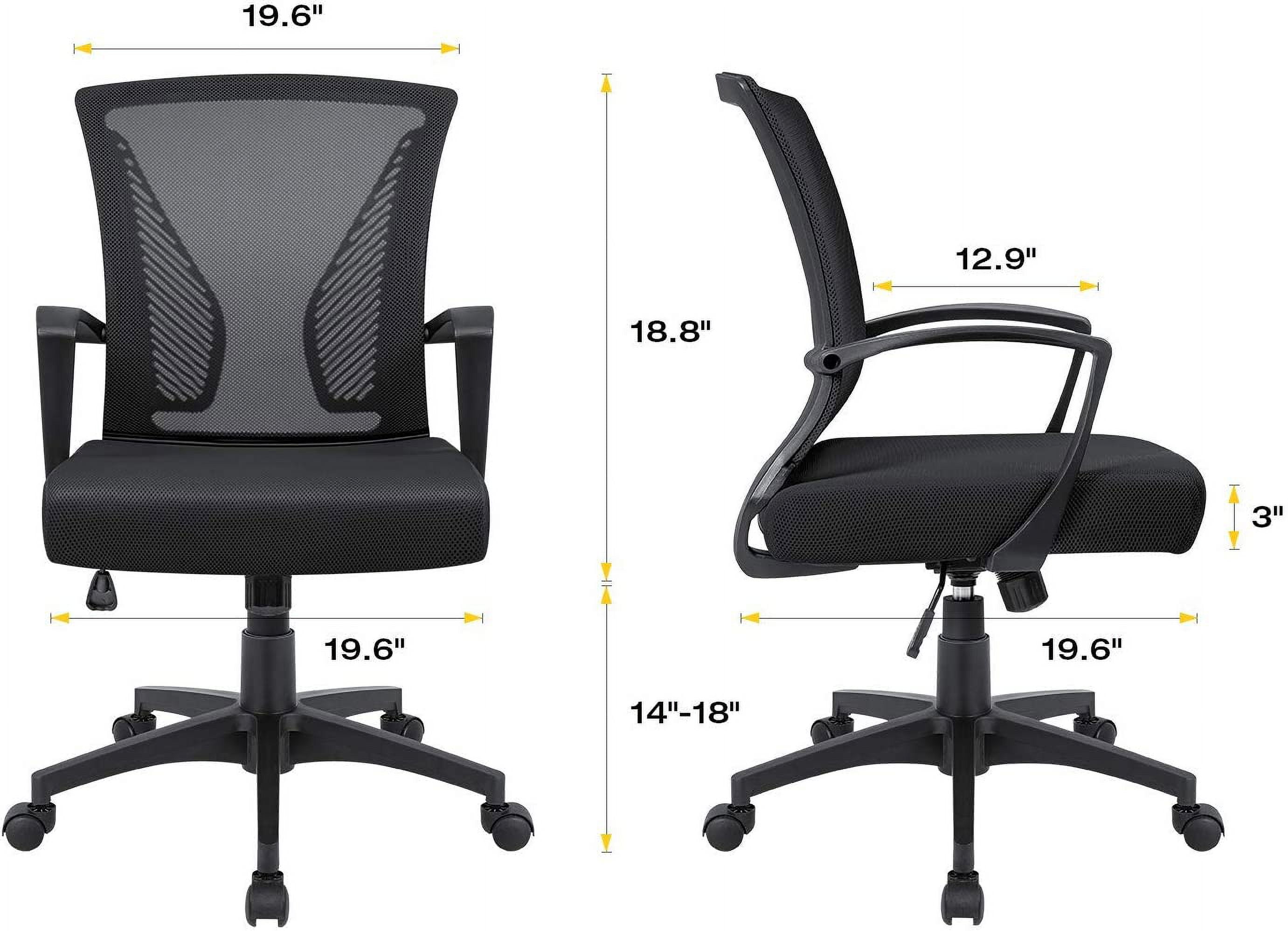 VICTONE Home Office Desk Chair Task Mid Back Mesh Office Chair Ergonomic Swivel Lumbar Support Desk Computer Chair (Black)