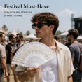 thumbnail image 3 of olkpmnmk Handheld Chinese Folding Fan, Lace Hand Fan, Summer Elegant Folding Fan for Women Men, Portable Fan With Lace Handheld Fan for Party Wedding Church Dancing Home Decoration, 3 of 8