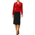 thumbnail image 2 of INSPIRE CHIC Women's Velvet Blazer Lapel Collar Long Sleeve Button Wear-to-Work Suit Jacket XL Red, 2 of 6