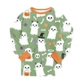 thumbnail image 7 of Enyan Toddler Halloween Pajamas Girls Long Sleeve Pumpkin/Ghost Pjs Set Girl Halloween Sleepwear Nightwewar(Light Green 3-4 Years), 7 of 7