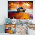 thumbnail image 2 of Designart 'Traditional Fisherboat During Ocean Evening Glow' Nautical & Coastal Framed Canvas Wall Art Print, 2 of 5