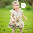 thumbnail image 2 of Newborn Baby Girl Lace Romper Dress 0 3 6 12 18 Months Short Sleeve Floral Ruffle Mesh Tutu Dress Cute Jumpsuits with Headband, 2 of 8