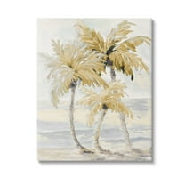 Stupell Industries Neutral Beige Palm Trees Landscape Painting Gallery Wrapped Canvas Art Print Wall Art, 24 x 30