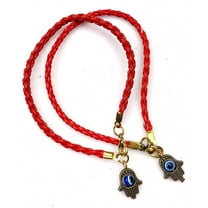 Hamsa Red String Line Kabbalah Bracelets Braided String Cord and Rotating Goldtone Evil Eye Hamsa Hand - Amulet Pendant Jewelry for Success and Protection Lucky- 2 pc