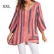 thumbnail image 2 of Qarigey Camiseta de mujer Blusa suelta de manga larga Top de rayas con cuello en V de otoño Prendas para la parte del cuerpo Rojo XXL, 2 of 4