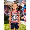 thumbnail image 2 of Girls 4th of July Outfit Toddler Patriotic Clothes 2 Piece USA Shirt Star Blue Short Sets for Little Girl Independence Day 2T, 2 of 6