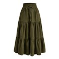 thumbnail image 1 of Jupe Longue Fluide pour Femme, Taille Haute Élastique, Rétro, Plissée, Ligne A, Évasée, Maxi, Tenues de Plage et de Vacances, 1 of 5