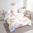 thumbnail image 3 of jejeloiu Watercolor Graffiti Rainbow 7-Piece Twin Bedding Sets,Stars Clouds Print Bedding Comforter Set,White Orange Purple Sheet Sets For Girls,Breathable Home Decor Reversible, 3 of 8