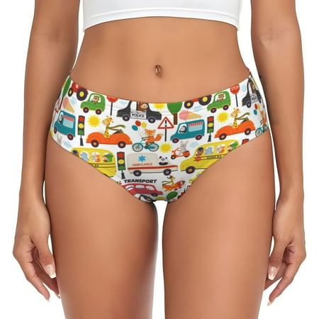 Womens Underwear - Cute Colorful Cars No Show Seamless Underwear for Women  Soft Stretch Womens Panties  Hipster Ladies Panties Bikini Underwear Briefs