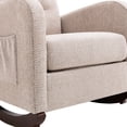 thumbnail image 6 of Fabric Padded Seat Rocking Chair with Side Pocket Mid-Century Modern Nursery Rocking Armchair Upholstered Tall Back Accent Glider Rocker for Living Room(Light Beige), 6 of 8