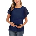 thumbnail image 1 of Mujer Maternidad Top de Lactancia Cuello Redondo Color Sólido Gasa Casual Verano Maternidad Top de Lactancia Camisa de Manga Corta Azul Marino L, 1 of 8
