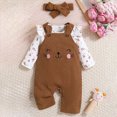 thumbnail image 2 of Gerichy Baby Girl Fall Winter Clothes Ruffled Long Sleeve Floral Romper Suspenders Pants with Headband Set Cute 3pcs 0-18 Months, 2 of 7