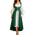 thumbnail image 2 of LEKWK Renaissance Dress Women Vintage Medieval Dress Lace-Up Corset Flowy Halloween Dress for Halloween Cosplay Theme Party Dress Up, 2 of 8