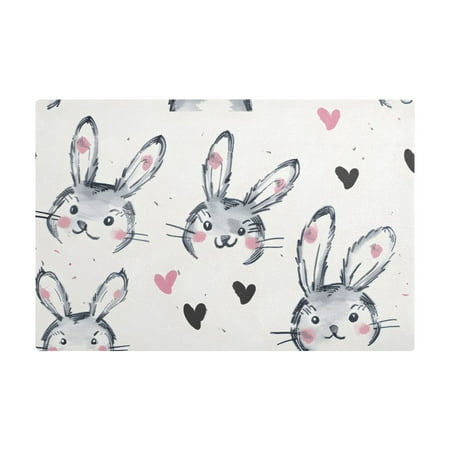 

Dish Drying Mat Microfiber Kitchen Dish Pad Counter Absorbent Drainer Rack 12 x18 Lovely Rabbit Head and Heart