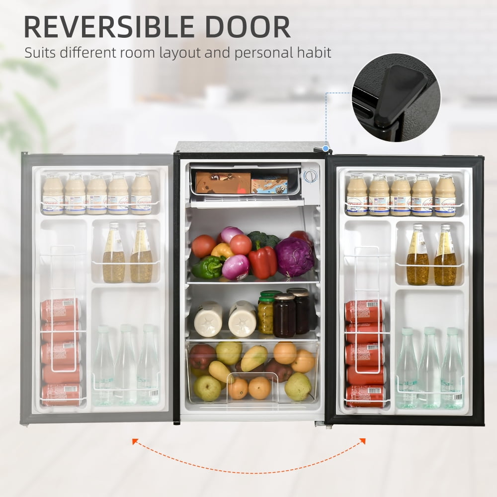 NOBOLEA 3.2 Cu.Ft Mini Fridge with Freezer, Compact Refrigerator with Adjustable Thermostat, Reversible Door for Dorm, Office, Apartment