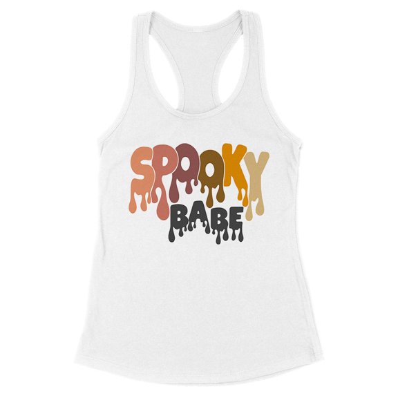 Drippy Spooky Babe Tank Top Fitted Racerback Women's Large White