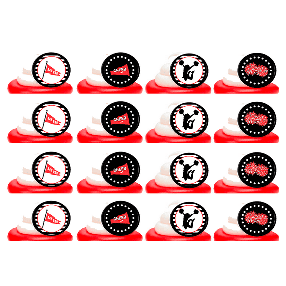 Cheerleader Easy Toppers Cupcake Decoration Rings -24pk