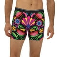 thumbnail image 2 of Xecao Colorful Floral Embroidery Mexican Print Boxer Briefs for Men's Stretch Moisture-Wicking Underwear, Mid-Rise Classics breathable fabric, 2 of 7