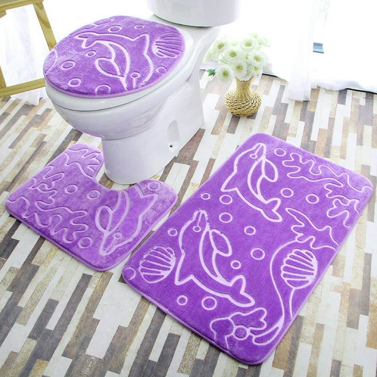 3Pcs Flannel Bathroom Mat Set Hydrophilic Toilet Carpet Washable Kitchen Floor  Rug Anti-Slip Shower Room Mat 