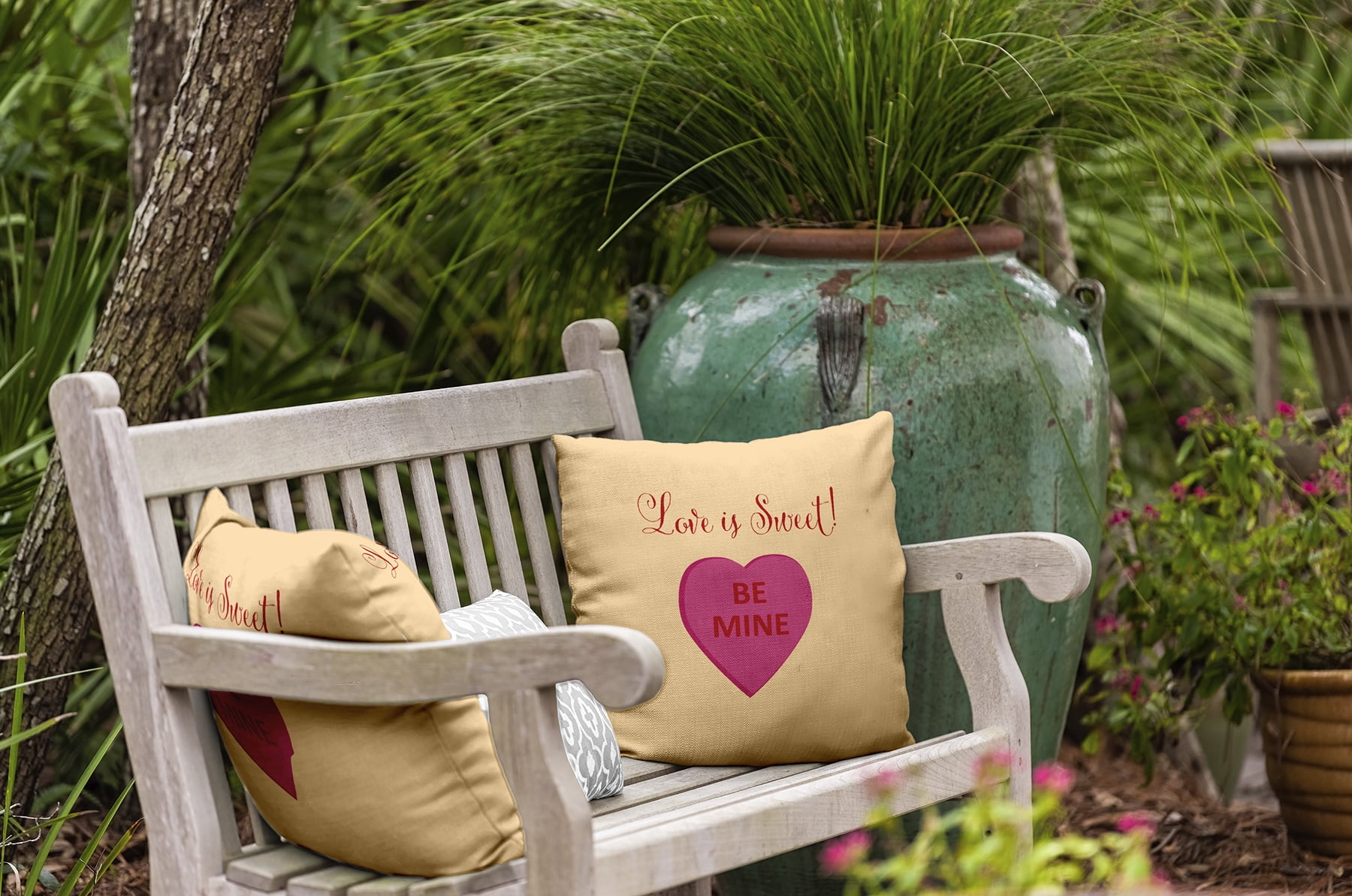 20" x 20" Simply Daisy Love Is Sweet Polyester Indoor/Outdoor Pillow, Soft Lemon Qty 1