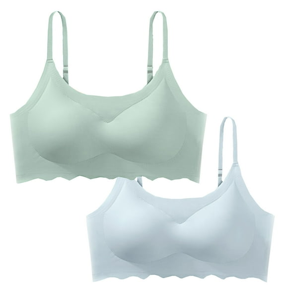 cfhntfmh 2pc Bras for Women No Underwire Seamless Adjustable Strap Bras Scalloped Comfort Wireless Push up Bralettes