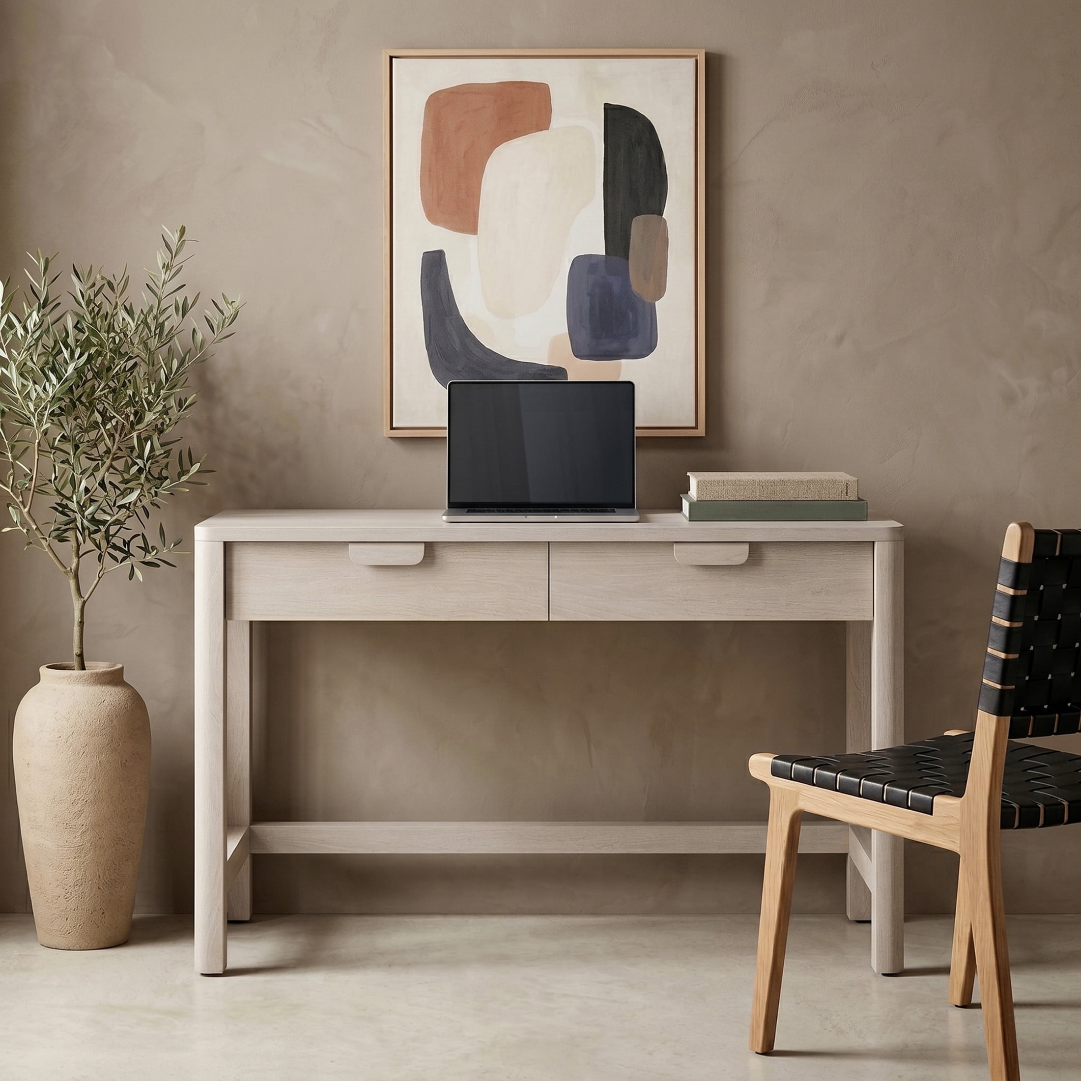 Evelyn&Zoe Modern/Contemporary 48" Wide Alder White Home Office