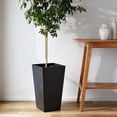 thumbnail image 5 of Bloem Finley 20" Tall Square Black Plastic Resin Planter with Drainage Holes for Indoor and Outdoor Gardening, 5 of 6