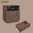 thumbnail image 3 of wow97e Nightstand with Charging Station, Wood Fluted 21.65" Wide End Table with 2 Drawers for Bedroom, Living Room, 3 of 7