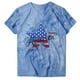 thumbnail image 4 of Camiseta de mujer, divertida y linda camiseta de manga corta, camiseta con estampado de bandera del Día de la independencia, camiseta teñida anudada, blusa, regalo para mujer Pompotops  hkajfhjk467617, 4 of 7