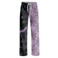 thumbnail image 4 of Halloween Pajama Pants Women Cute Halloween Party Graphic Casual Lounge Pajama Pants Drawstring Elastic Waist Holiday Women's Sleepwear Dark Purple L, 4 of 5